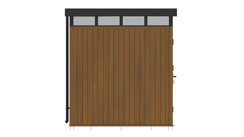 planeo WPC CoEx Casetta da giardino con tetto piano S - Teak birmano 208 x 200 x 226,5 cm