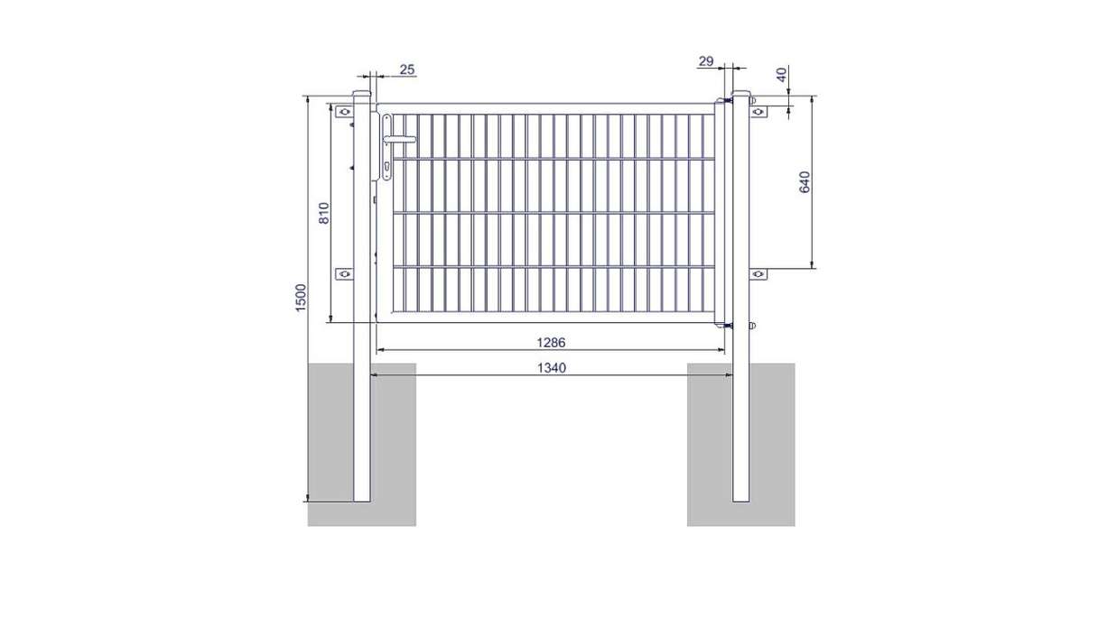 Porta universale media a 1 pannello zincata a caldo A 800 x L 1340 mm inclusi i pali della porta