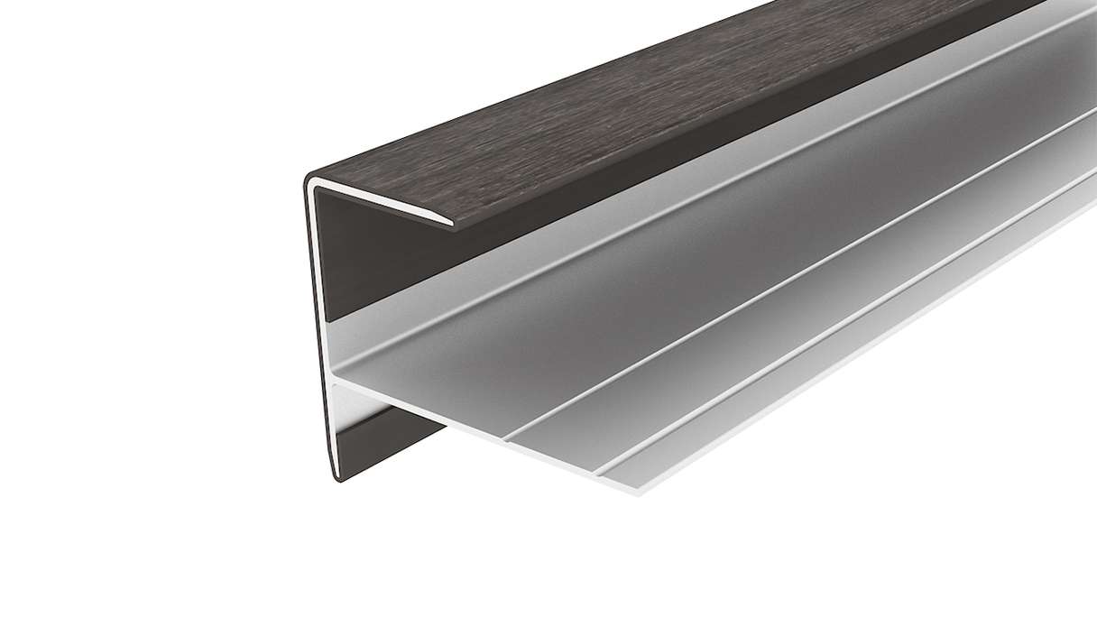 planeo LINEA - Profilo terminale in alluminio CoEx grigio scuro 3000 x 74 x 61 mm
