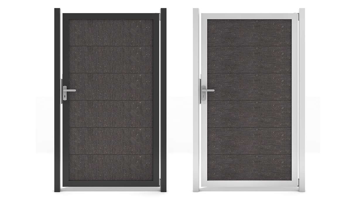 planeo Gardence Guard - Cancello universale BPC grigio antracite con telaio in alluminio 100 x 180 x 4 cm