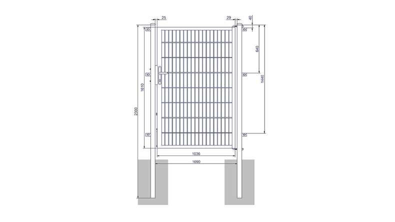 Porta universale media a 1 pannello zincata a caldo A 1600 x L 1090 mm inclusi i pali della porta