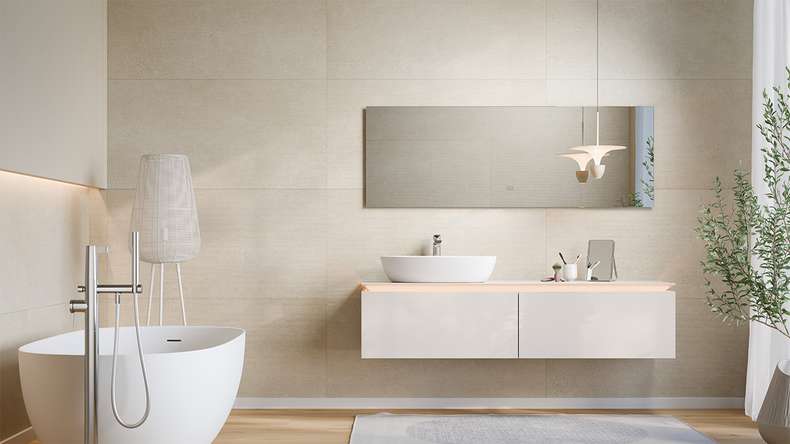 rivestimento planeo SPC - CeraRock Tile Stripes Concrete Tan 120 x 60 cm