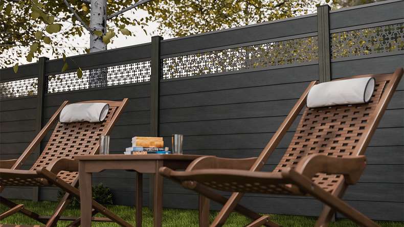 planeo Gardence Strong - recinzione a innesto BPC Oriental stone grey co-ex 180 x 180 cm
