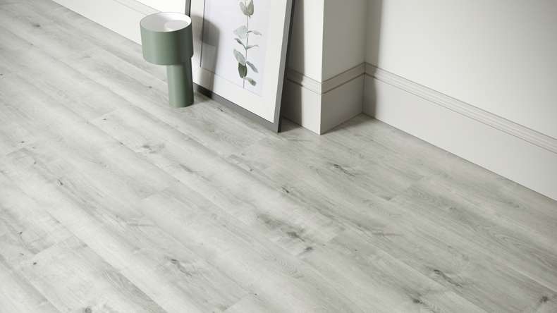 planeo Rigido Vinile ad incastro - SolutionX 2in1 Oak Light Grey | Isolamento acustico integrato (ECF-0076)