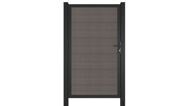 planeo INFINITY XL-Board - Porta universale in WPC CoEx grigio scuro con telaio in alluminio antracite 100 x 180