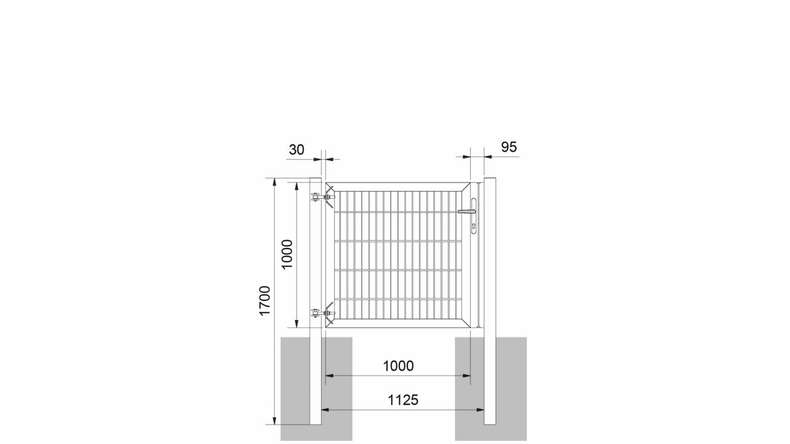 Porta universale pesante a 1 pannello antracite A 1000 x L 1125 mm inclusi i pali della porta