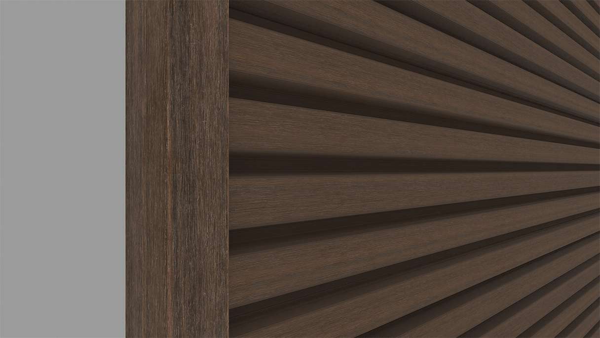 planeo LINEA - Profilo terminale in alluminio CoEx, colore Ipe marrone, 3000 x 74 x 61 mm
