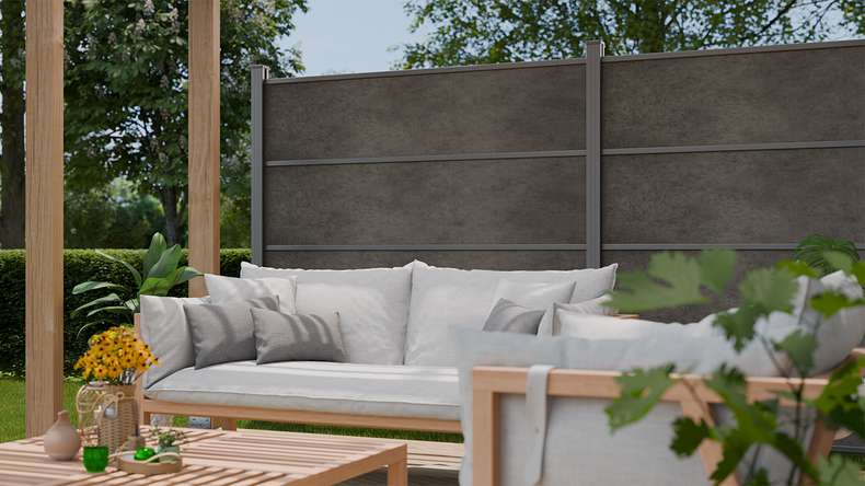 planeo Gardence Resistant - recinzione a innesto in HPL grigio antracite 180 x 183 cm