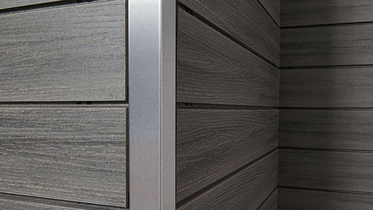 planeo Fassado - Rivestimento di facciata a fasce romboidali WPC grigio grafite