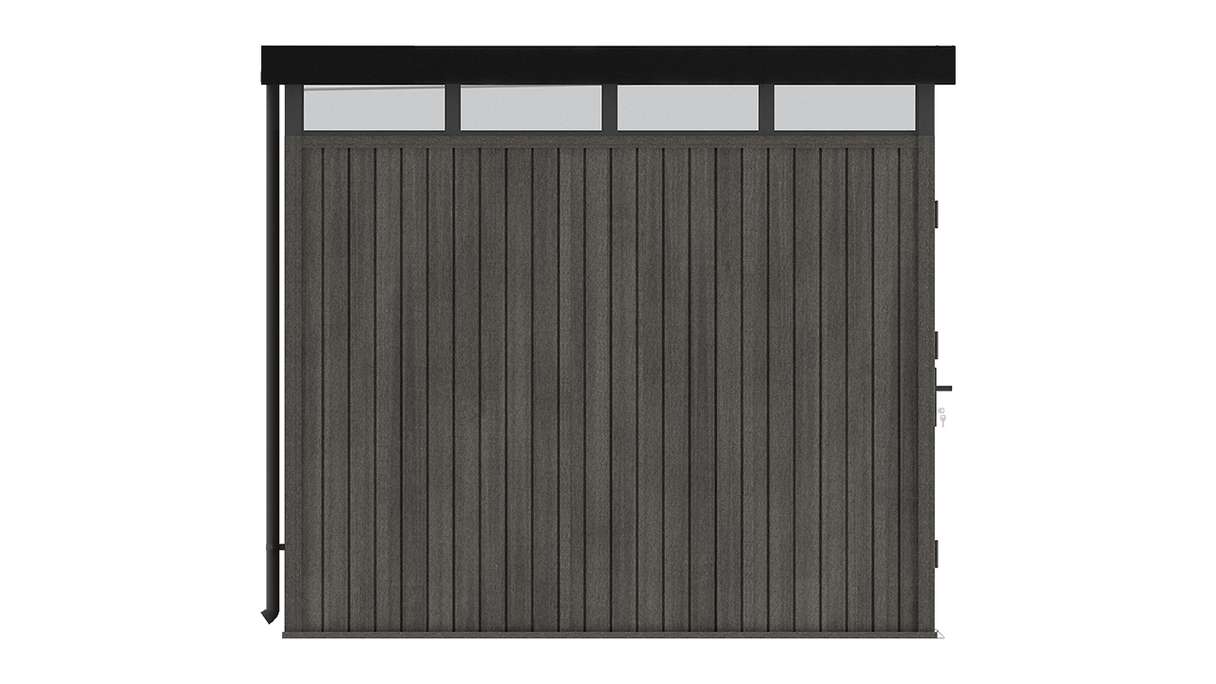 planeo WPC CoEx Casetta da giardino con tetto piano M - Grigio scuro 250 x 250 x 226,5 cm