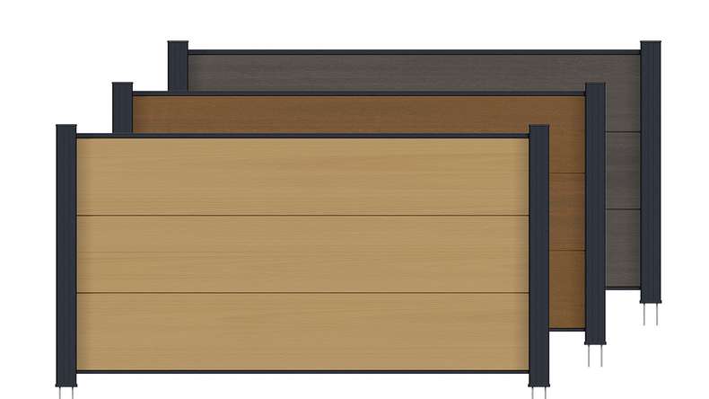 planeo INFINITY XL-Board - Recinzione da giardino in WPC CoEx con profili a incastro 180 x 90 cm