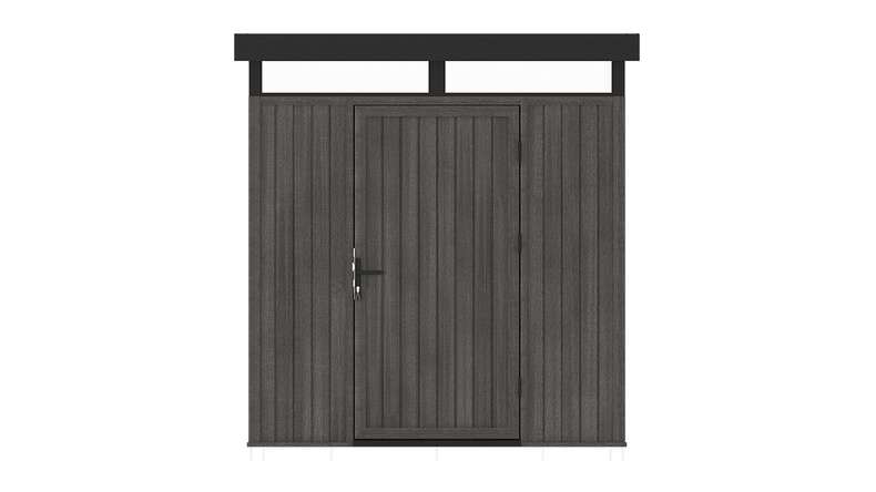 planeo WPC CoEx Casetta da giardino con tetto piano S - Grigio scuro 208 x 200 x 226,5 cm