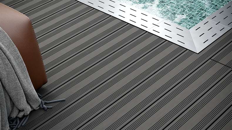 planeo SolidWood WPC tavola solido - Grigio scuro 3m francese/strutturato