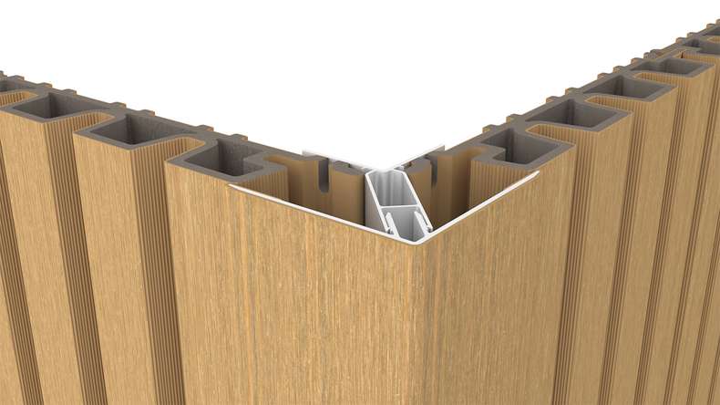 planeo LINEA - Profilo angolare esterno in alluminio CoEx, color sabbia, 3000 x 66 x 66 mm