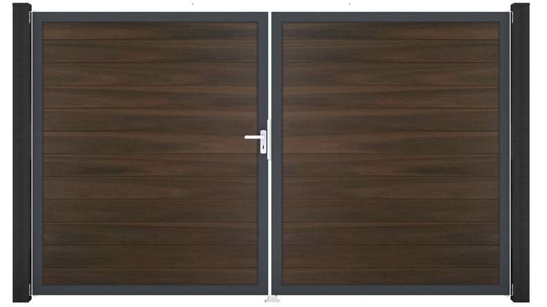 planeo Gardence Strong - Porta BPC - DIN Sinistro a 2 ante Noce co-ex con telaio in alluminio antracite