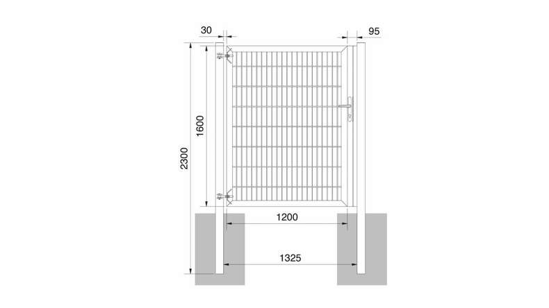 Porta universale pesante a 1 pannello antracite A 1600 x L 1325 mm inclusi i pali della porta