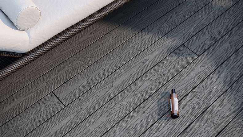 planeo CoEXWood WPC set completo di assi massicce 4,8m (47,98m²) - grigio/cemento strutturato