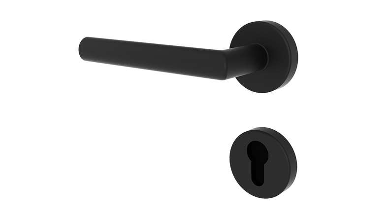 planeo Edelwerk VYRO maniglia per porte nero opaco PZ rosa tondo