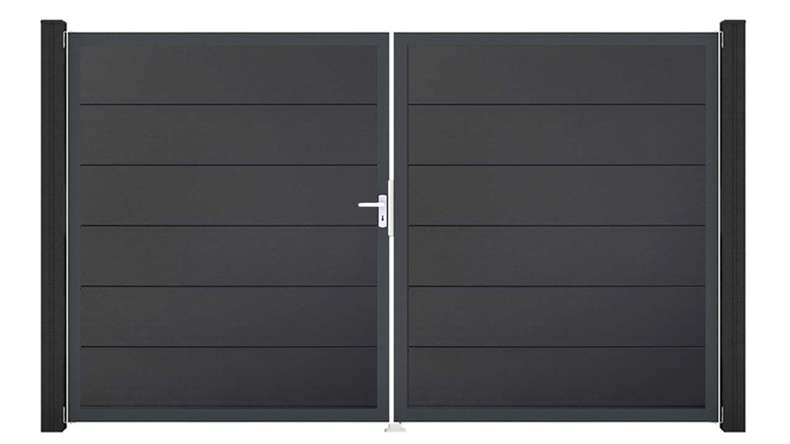 planeo Gardence Simply - Porta in PVC - DIN Sinistro 2 ante antracite con telaio in alluminio antracite