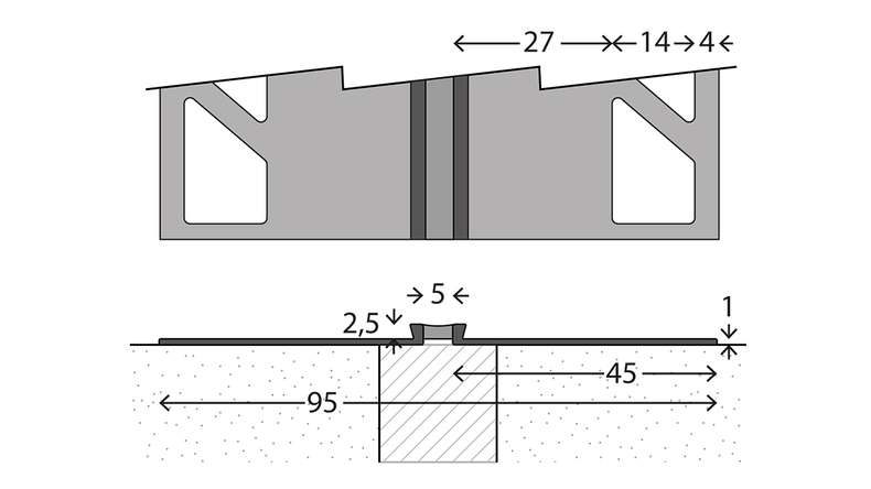 Sistema di giunti di dilatazione planeo 567 - 3000 x 95 x 2,5 mm