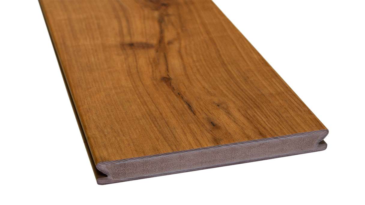 planeo Design Wood - Listello per terrazze in BPC massiccio largo - Rovere affumicato strutturato