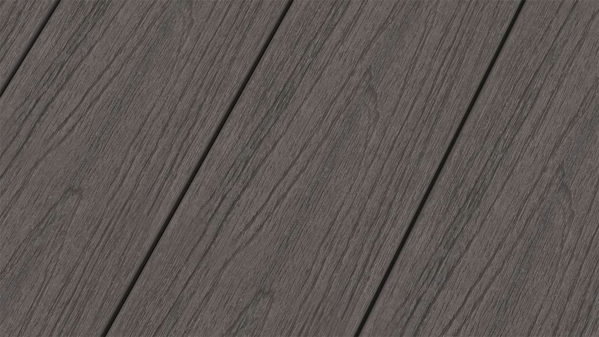 planeo MAXLine Nature - Pannello per decking XL rivestito in WPC CoEx a camera cava - grigio scuro 3m strutturato/liscio spazzolato