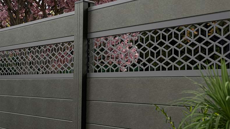 planeo Gardence Strong - recinzione a innesto BPC Cube grigio antracite 180 x 180 cm