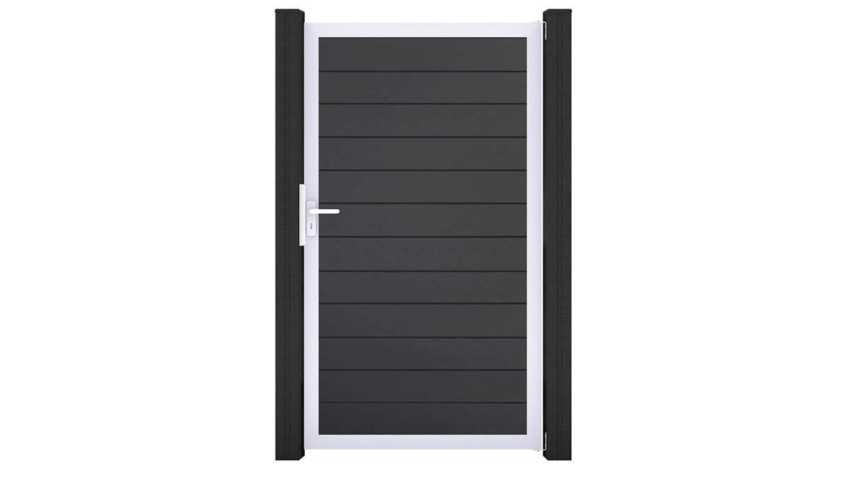 planeo Gardence Simply Small - Cancello universale in PVC grigio antracite con telaio in alluminio 100 x 180 cm