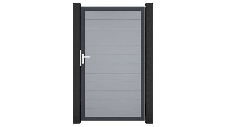 planeo Gardence Simply Small - Cancello universale in PVC grigio argento con telaio in alluminio 100 x 180 cm