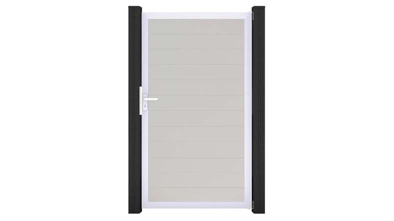 planeo Gardence Simply Small - Cancello universale in PVC bianco con telaio in alluminio 100 x 180 cm