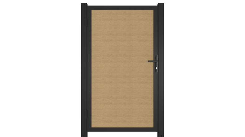 planeo INFINITY XL-Board - WPC CoEx sabbia universale per porte con telaio in alluminio antracite 100 x 180