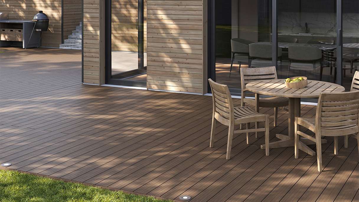 planeo AntikWood WPC tavola solido - Marrone chiaro 3m antico invecchiato