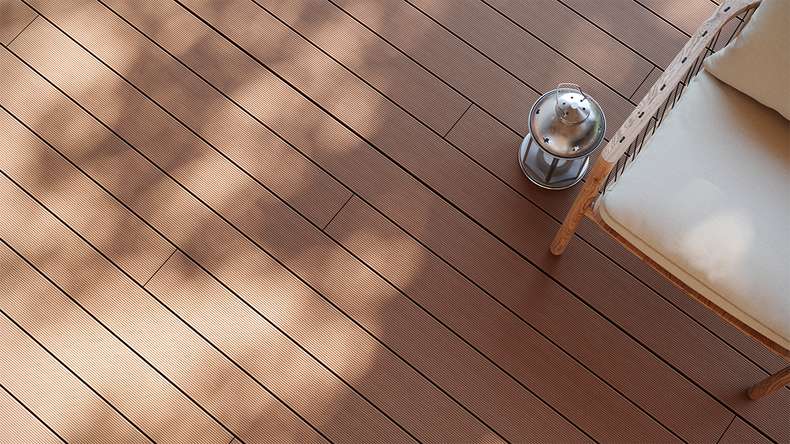 planeo LightWood WPC tavola cava - Marrone chiaro 3.6m scanalato/scanalato