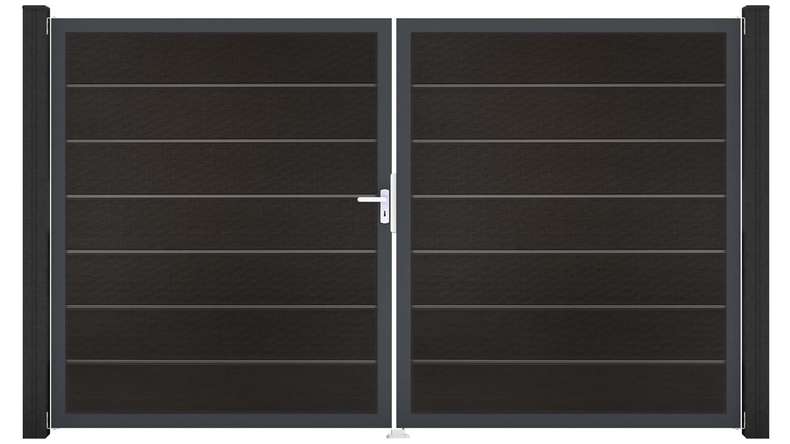 planeo Gardence Deluxe - Porta BPC - DIN Sinistro 2 ante Nero coex con telaio in alluminio antracite