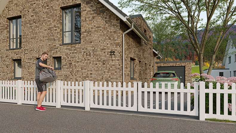 planeo Privara - Cancello per giardino in PVC bianco - resistente ai raggi UV | 300 x 80 cm