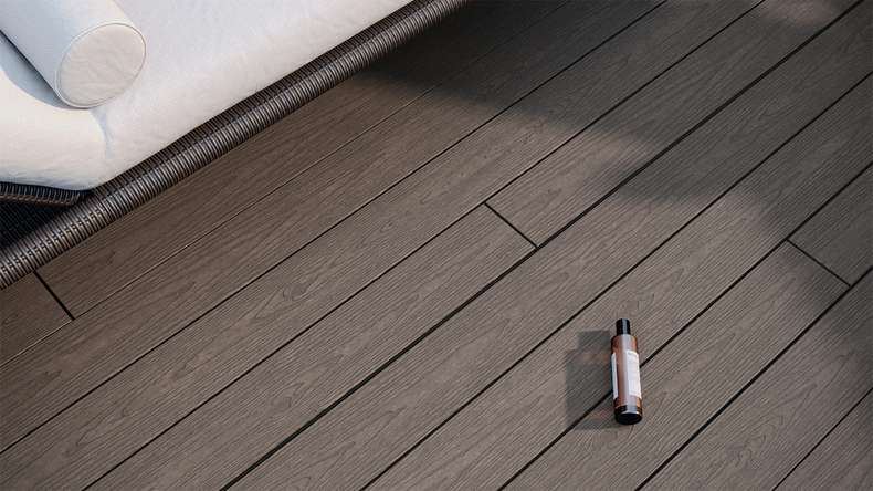 planeo CoEXWood WPC tavola con rivestimento solido - Grigio antracite/Grigio-marrone 3m strutturato