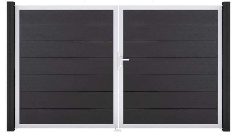 planeo Gardence Strong XL - Cancello BPC - A due ante, grigio antracite con telaio in alluminio