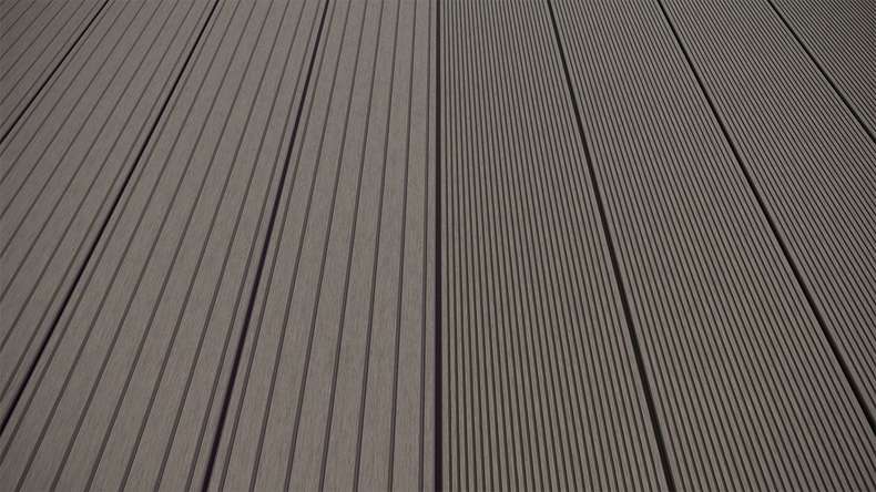 planeo LineWood WPC Pannello per decking solido - Grigio chiaro 3m scanalato/scanalato