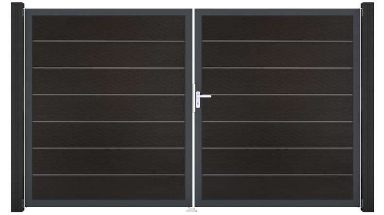 planeo Gardence Deluxe - Porta BPC - DIN Destro a 2 ante Nero coex con telaio in alluminio antracite