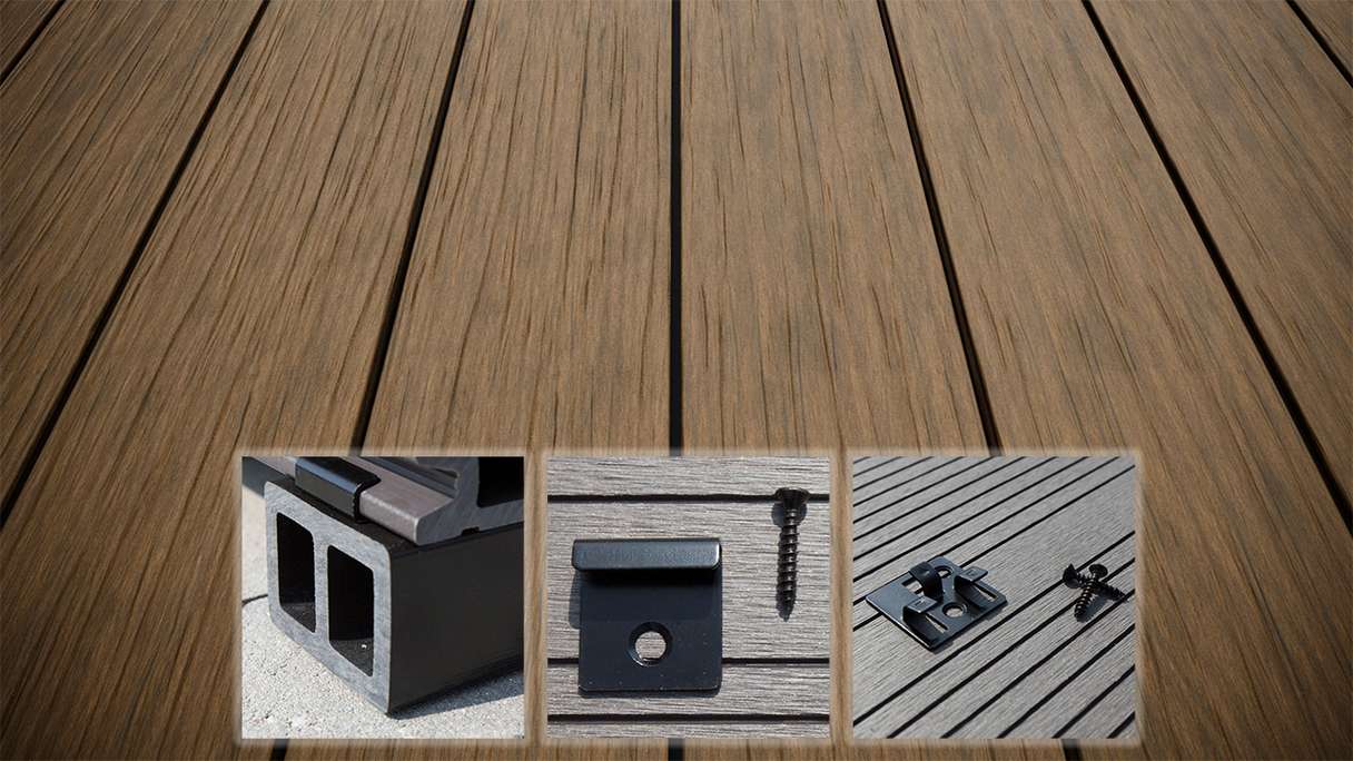 planeo AntikWood WPC set completo di tavole massicce - Marrone chiaro anticato