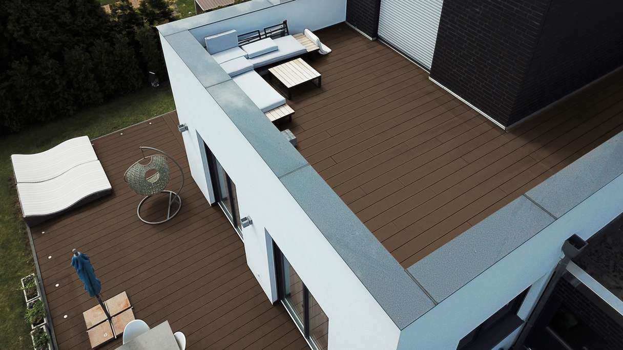 TitanWood set completo 5m struttura a listello cavo scanalato marrone scuro 55,5m² incl. alluminio-UK