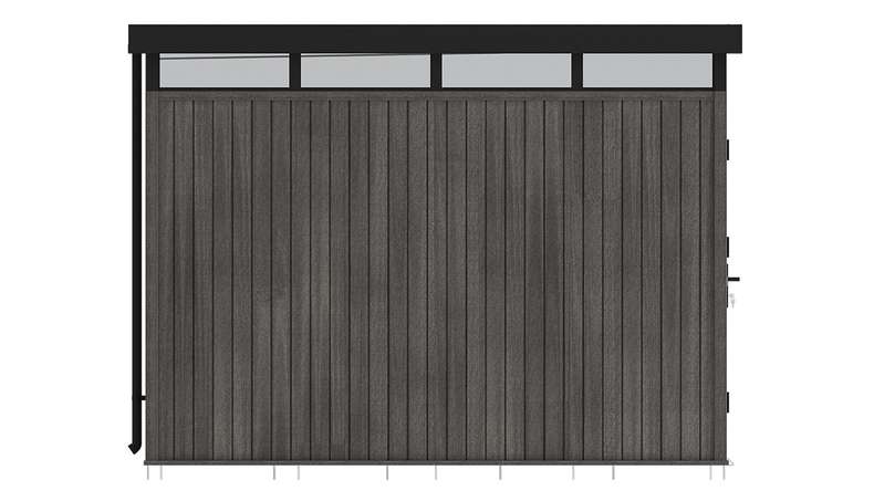 planeo WPC CoEx Casetta da giardino con tetto piano L - Grigio scuro 300 x 292 x 226,5 cm