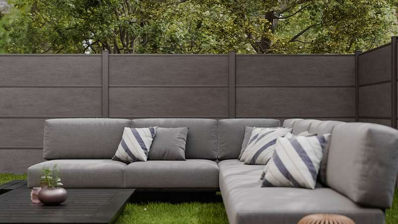 planeo Gardence Resistant - recinzione a innesto in HPL grigio antracite 180 x 183 cm