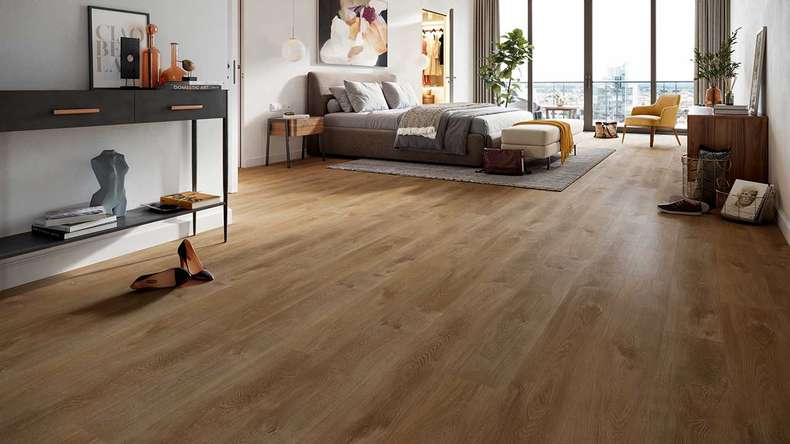 planeo Vinile rigido Klick - HOMEtec Basic 30 IXPE Rovere prato caldo | Isolamento acustico integrato (RP-E30-1)