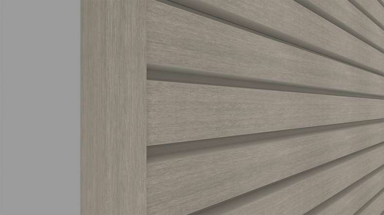 planeo LINEA Wide - Rivestimento per facciate in WPC CoEx, grigio chiaro, 2900 x 181 mm