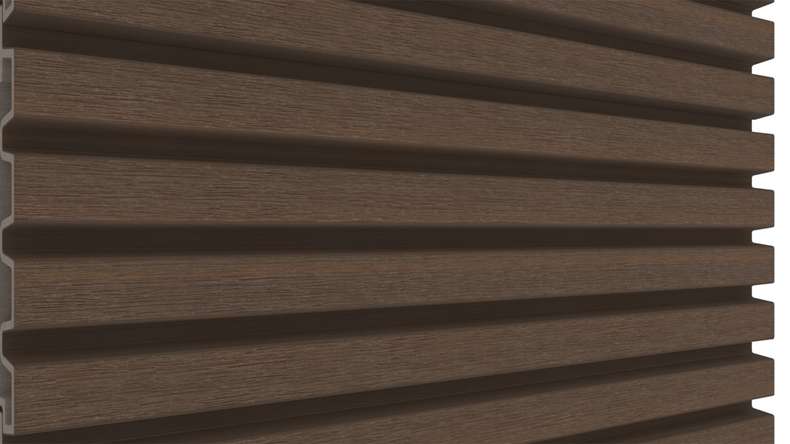 planeo LINEA Slim - Rivestimento per facciate in WPC CoEx, colore Ipe marrone, 2900 x 215 mm
