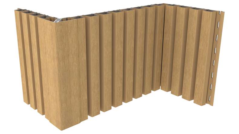 planeo LINEA Slim - Rivestimento per facciate in WPC CoEx, colore sabbia, 2900 x 215 mm