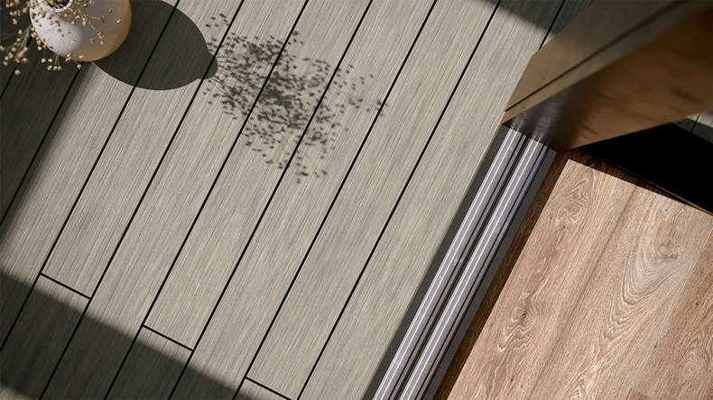 planeo AntikWood WPC set completo di tavole massicce - Grigio pietra anticato