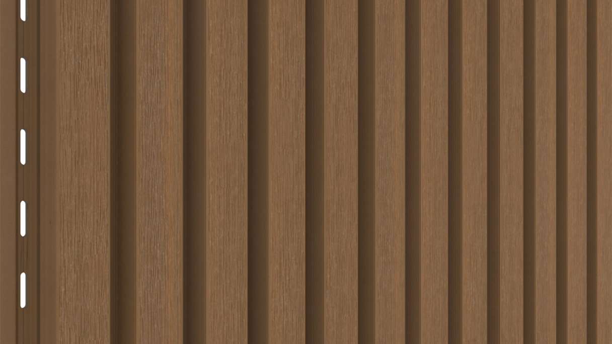 planeo LINEA Slim - Rivestimento per facciate in WPC CoEx, finitura Teak della Birmania, 2900 x 215 mm