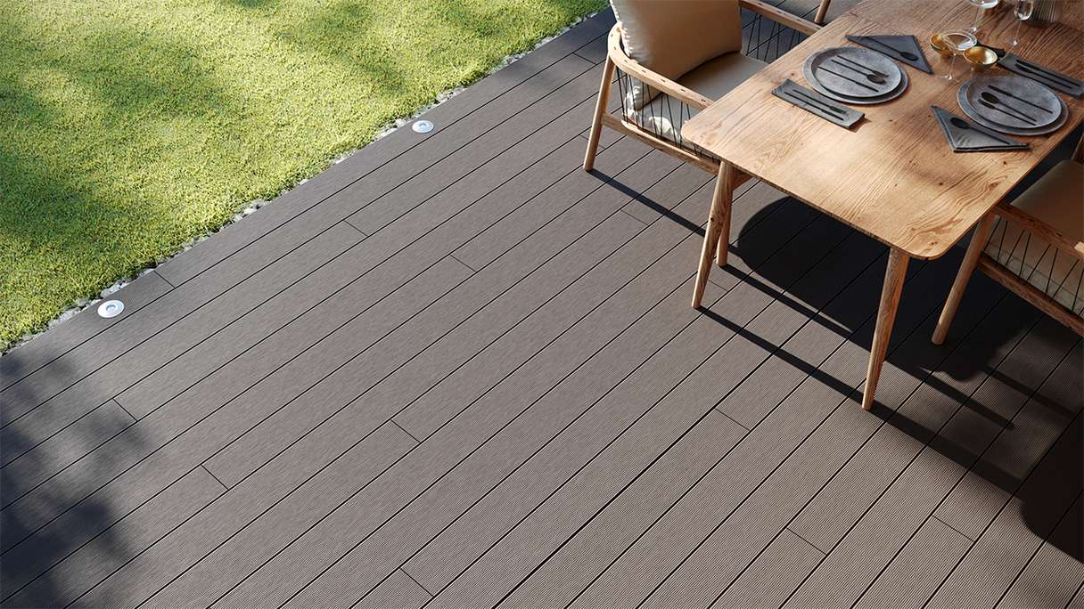 planeo LightWood WPC tavola cava - Grigio chiaro 3m scanalato/scanalato
